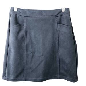 Ann Taylor Loft Women's Blue Faux Suede Back Zip Skirt w/Pockets Size 2